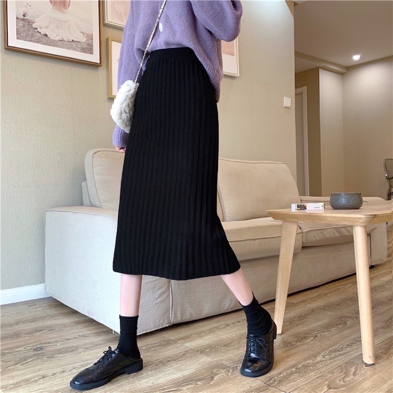 Chân váy len nữ,[Dệt kim Quảng Châu]. cực tinh tế ,ôm eo chân váy suông tôn dáng | BigBuy360 - bigbuy360.vn