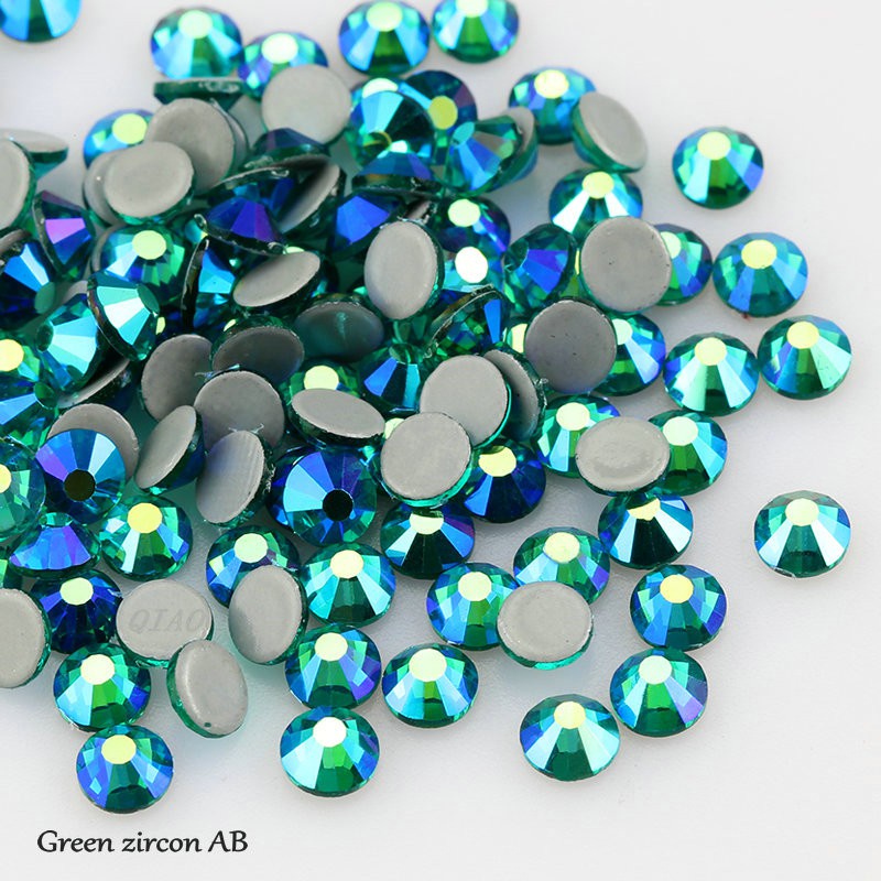 Đá zircon Xanh Lá Chất Lượng Cao AB Hot Fix SS16 SS20 Ủi Trên Quần Áo Cho Trang Trí Đám Cưới