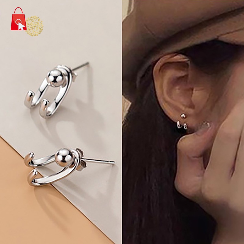 Khuyên tai chữ C đính đá phong cách cá tính cho nữ YKD JP1