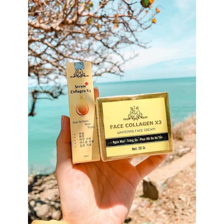 Combo kem face collagen x3 luxury + serum colagen x3 công ty mỹ phẩm Đông Anh