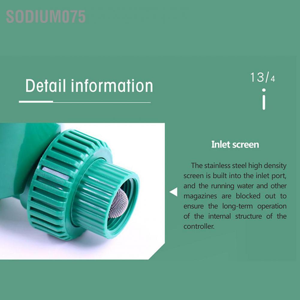 Sodium075 Bộ điều khiển tưới tự động G3 / 4 Thread Hẹn giờ nước thông minh điện tử cho sân vườn