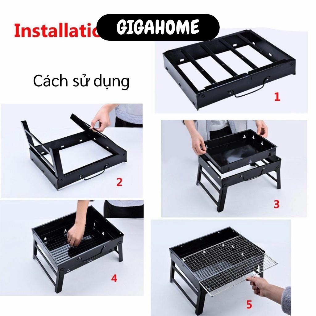 Bếp Nướng Than GIGAHOME Bếp Than Hoa Vuông Ngoài Trời Không Khói, Có Khay Chứa Mỡ, Gấp Gọn 8289