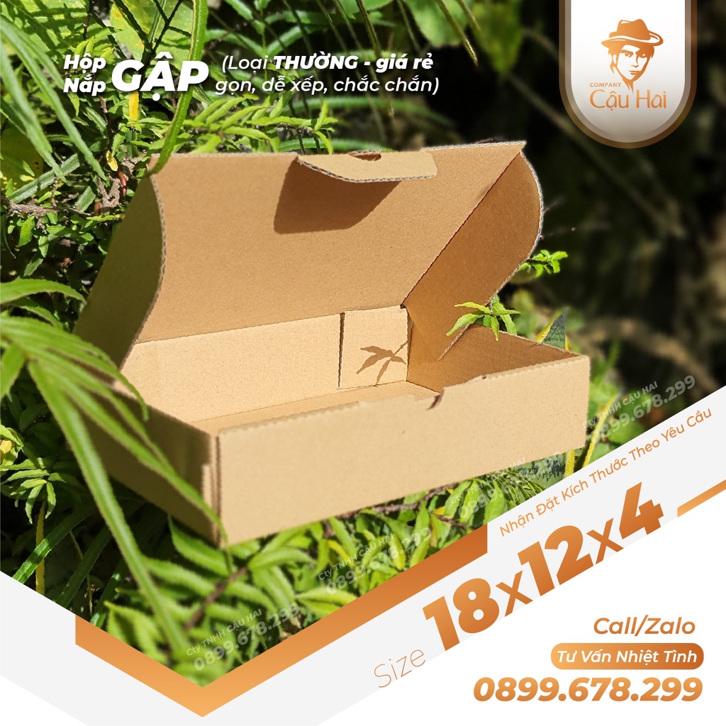 Set 20 Hộp carton nắp GẬP 18x12x4