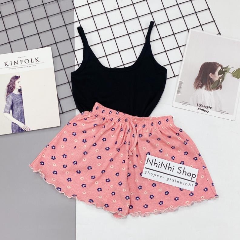 Sét đồ ngủ hai dây họa tiết sexxy co giãn, Bộ ngủ 2 dây mát lạnh BN0082 - NhiNhi Shop