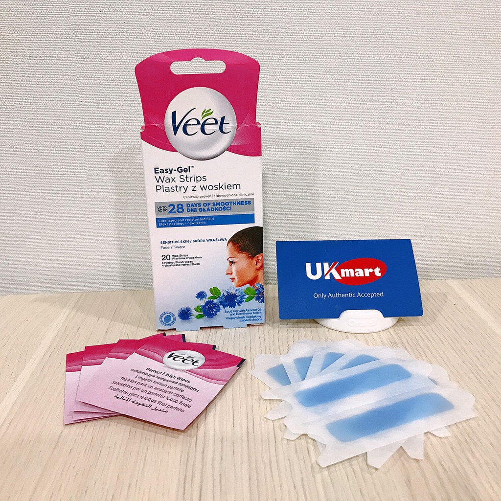 Tẩy Lông Mặt Ria Mép Da Nhạy Cảm Veet Wax Strips 20 Miếng | BigBuy360 - bigbuy360.vn
