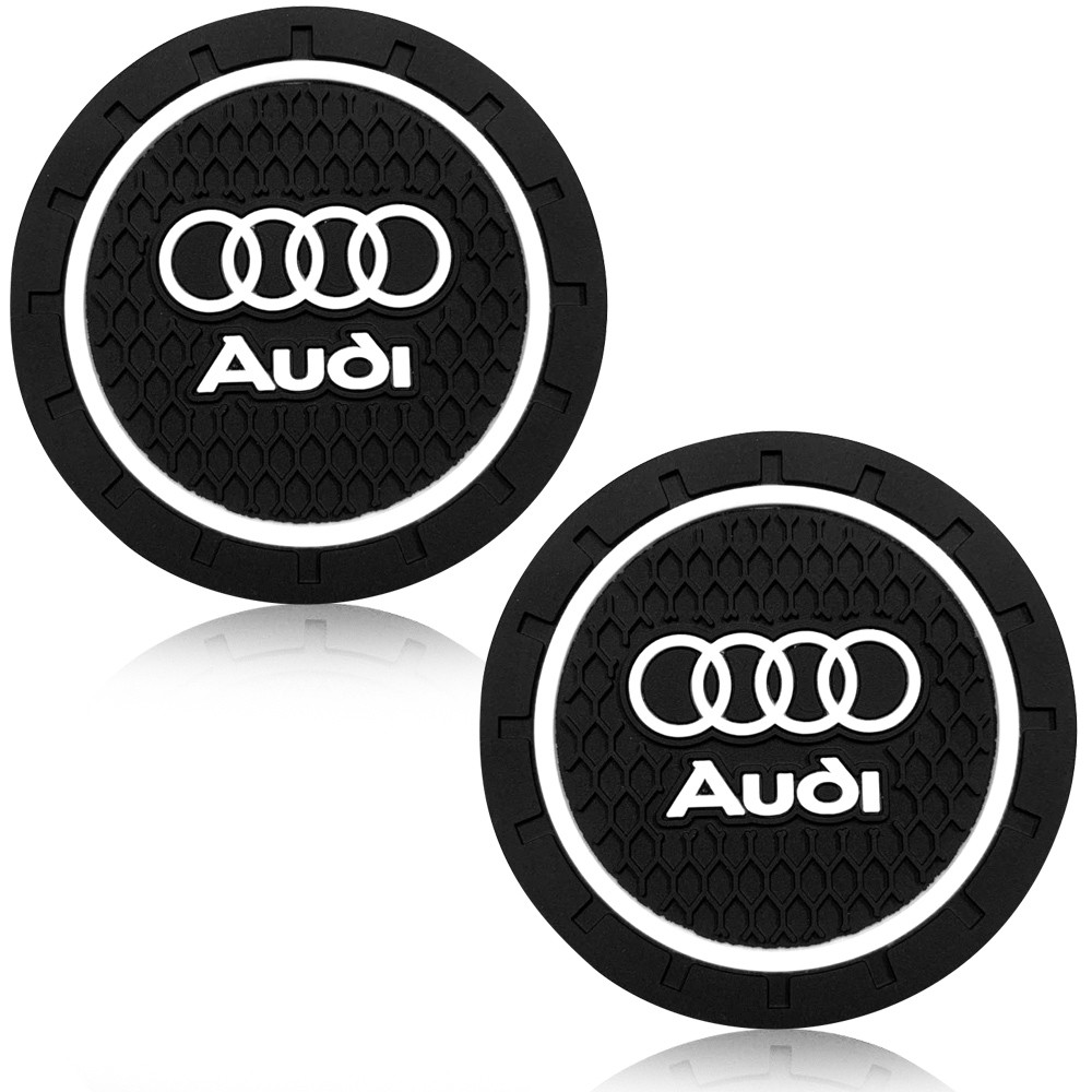 Auto sport 7cm Diameter Oval Tough Car Logo Vehicle Travel Auto Cup Holder Insert Coaster Can 2 Pcs for Audi Accessories