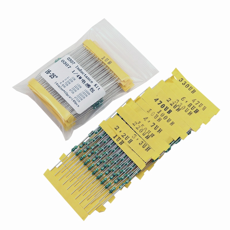 470uH đến 0307 1uH Cuộn cảm, 14valuesX10 cái = 140 cái,,, Bộ cuộn cảm vòng màu pxb,