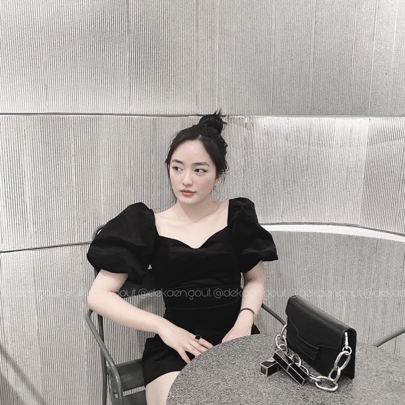 Đầm thiết kế tay phồng xẻ tà nơ - LADY DRESS