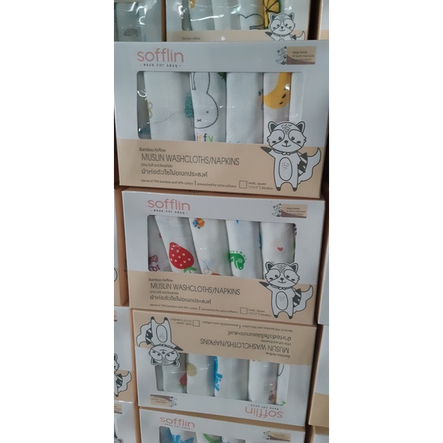 Hộp 6 khăn sữa sợi tre Sofflin cao cấp mềm mịn , không có sợi tơ, an toàn cho bé yêu