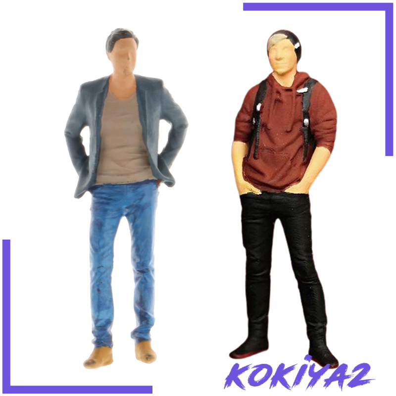 [KOKIYA2]2Pcs RM 1:64 Scale Resin Figures Backpacker Tourist Traveler Miniature Street