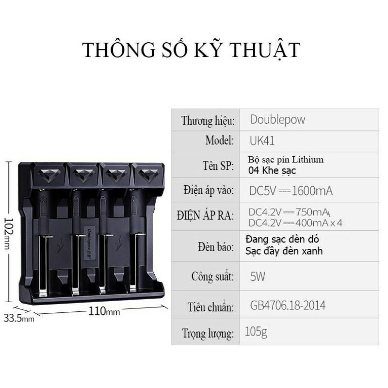 Pin sạc Doublepow 18650 3000mAh