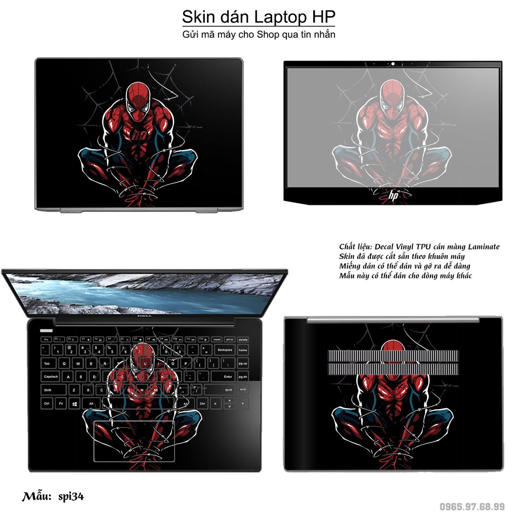 Skin dán Laptop HP in hình người nhện Spiderman _nhiều mẫu 2 (inbox mã máy cho Shop)