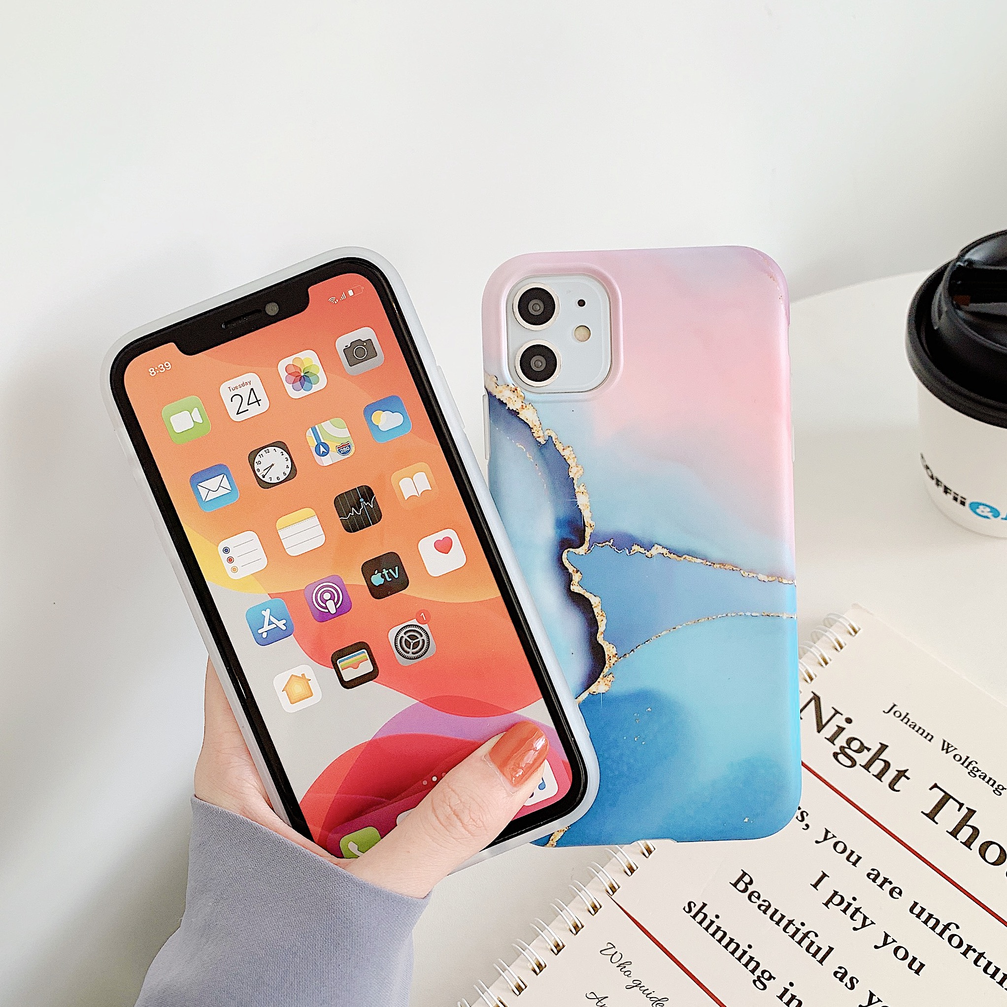 Ốp điện thoại silicon mềm màu xanh dương hồng cho iPhone 12 12 Pro 12 Pro Max 11 Pro Max X XR XS Max iPhone 7 8 Plus