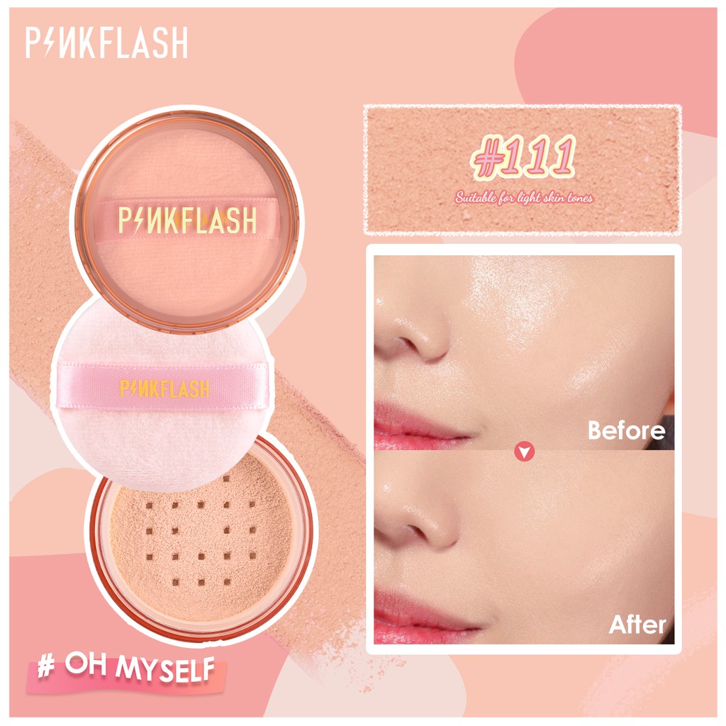 Set kem nền kem che khuyết điểm/phấn phủ và mút trang điểm PINKFLASH kiềm dầu chống thấm nước lâu trôi cho mùa hè