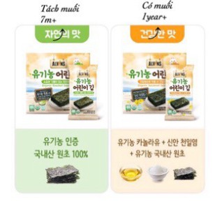Rong biển ăn liền tách muối hữu cơ ALVINS Hàn Quốc cho bé ăn dặm, cuộn cơm, rắc cơm [ RBTM ] [mẫu mới]