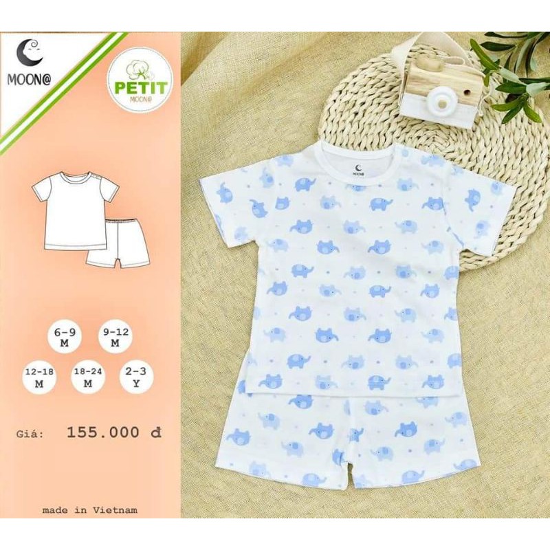 Bộ cộc tay pettit Moon cho bé size từ 6-9M đến 2-3Y