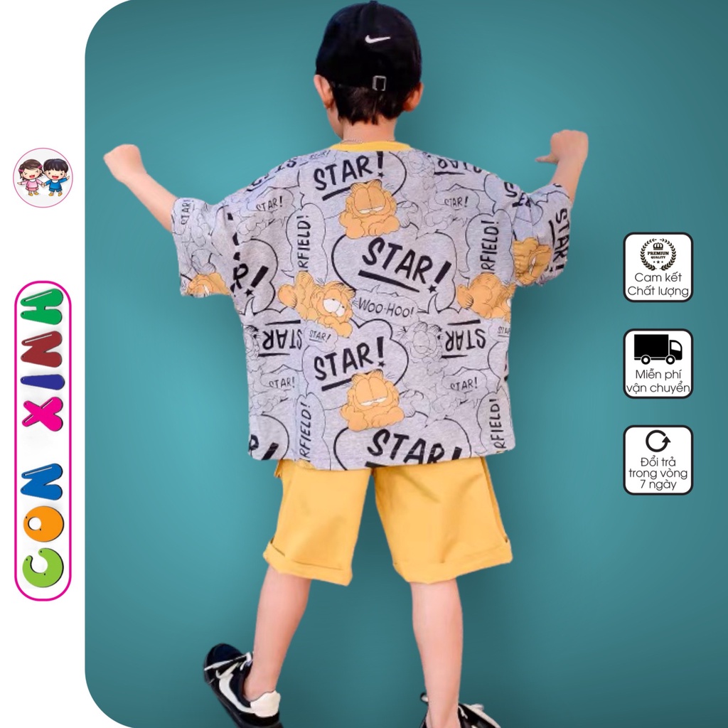 Đồ bộ bé trai Con Xinh cotton hình in  Mèo Masu STAR, quần áo bé trai từ 14 đến 45kg