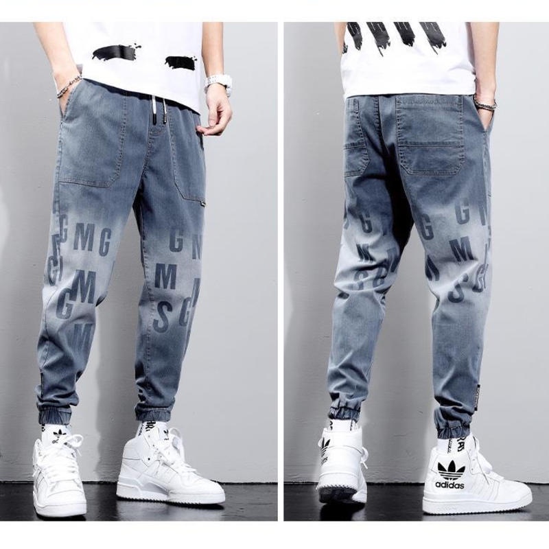Quần jeans in màu chuyển màu cho nam giới Hàn Quốc, quần jean nam cao cấp đàn hồi tốt