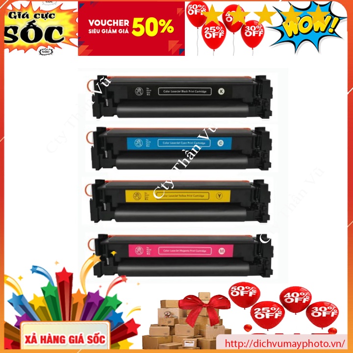 Hộp mực màu HP204, CF510A/CF511A/CF512A/CF513A (BK/C/Y/M) in sắc nét chất lượng INECO