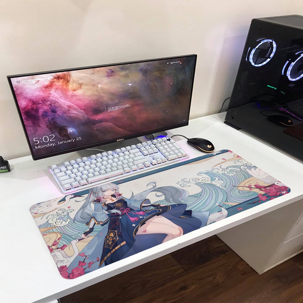 Lót chuột Genshin Impact dày 3mm kích thước lớn 80x30cm, 90x40cm siêu đẹp