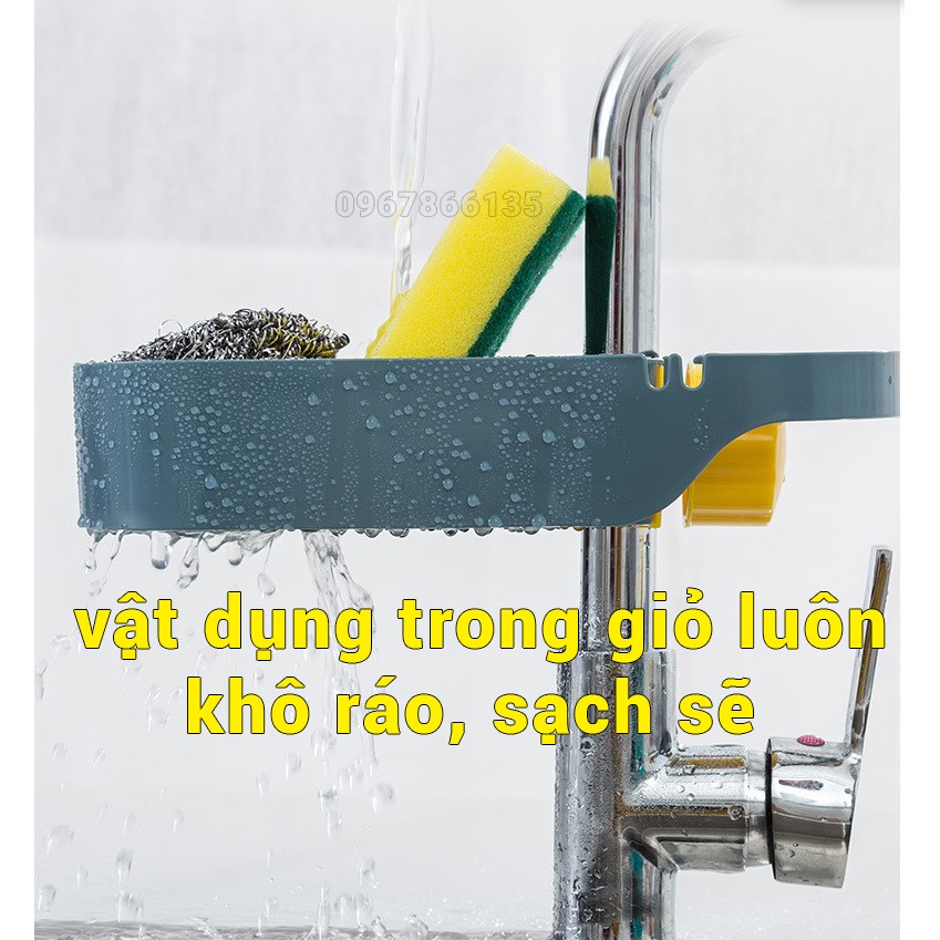 Giá treo nhựa gắn vào vòi nước bồn rửa bát/ Giá treo đồ bồn rửa bát đa năng