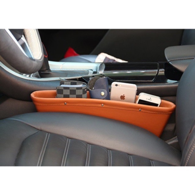Khay để đồ dẹt cài khe ghế đựng đồ trên ô tô 4 màu đen,kem, nâu,ghi xám