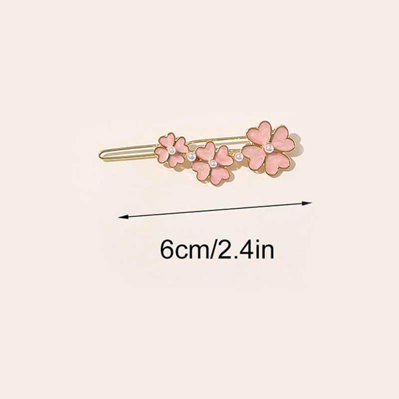 Kẹp Tóc Cỏ Bốn Lá Màu Kẹo Đính Ngọc Đính Ngọc Trai Phong Cách Cổ Điển