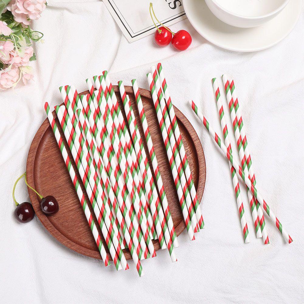 Set 25 Ống Hút Giấy Họa Tiết Chúc Mừng Năm Mới Trang Trí Tiệc Giáng Sinh