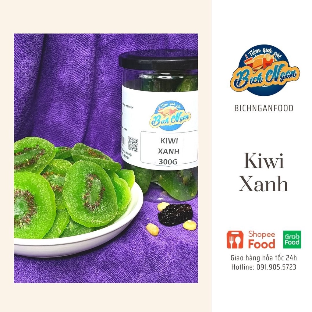 KiWi Xanh Sấy Dẻo 300g Đặc Sản Đà Lạt | Đồ Ăn Vặt Bích Ngân