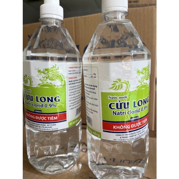 nước muối sinh lý 0,9% chai 1000 mL, hiệu cứu Long