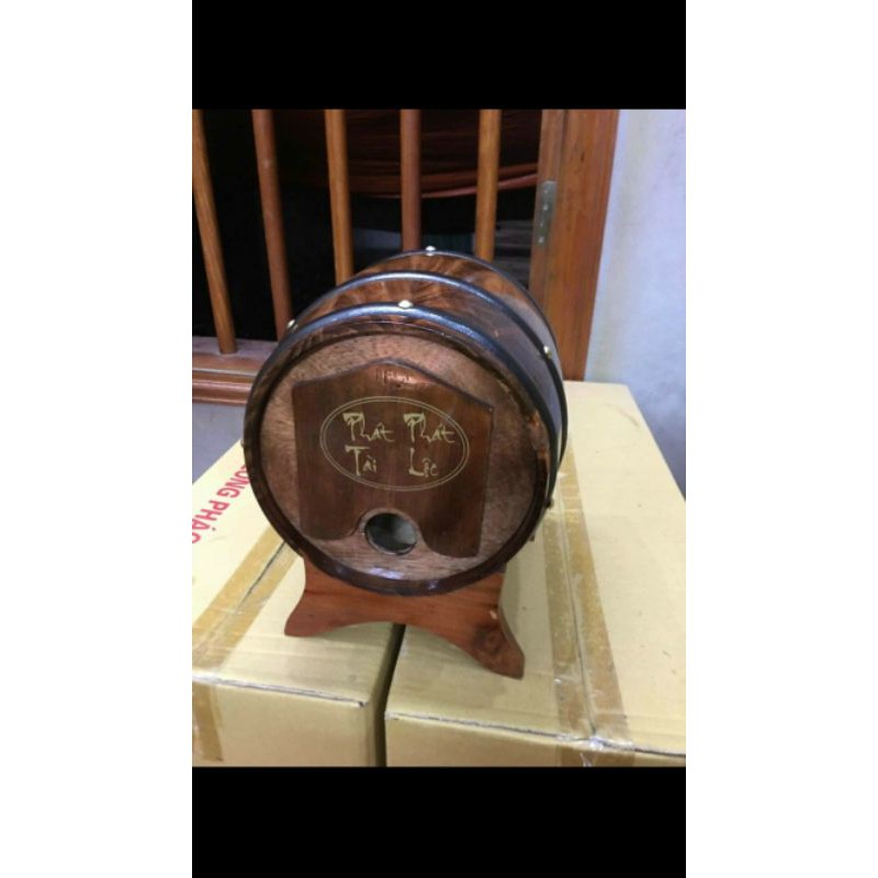 Trống gỗ đựng rượu vang 5l. bom đựng rượu vang để bàn