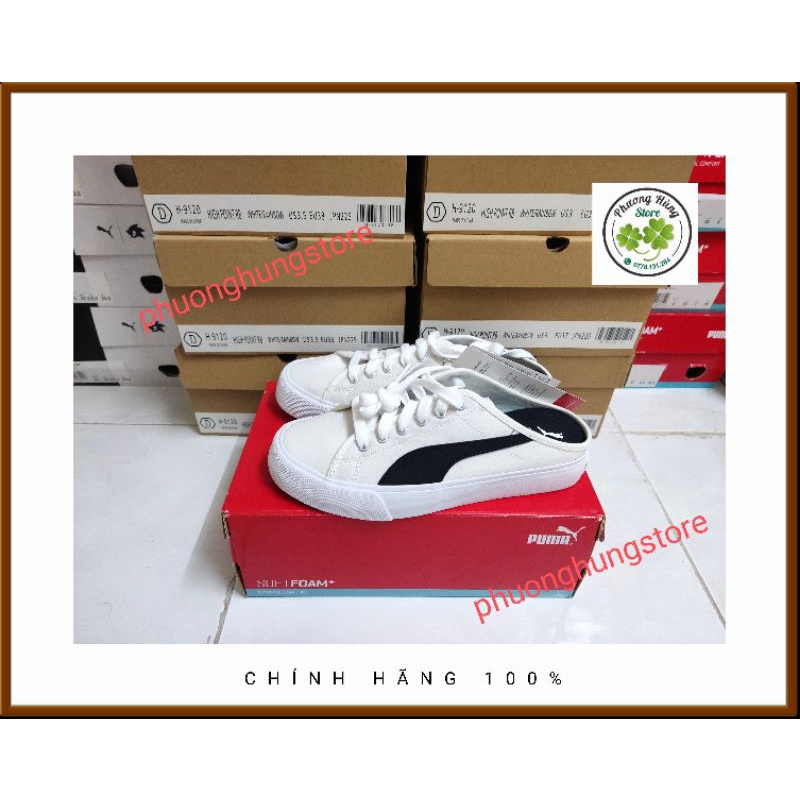 Giày đạp gót Pu.ma Bari trắng và đen