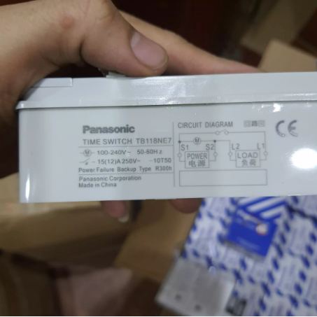Công tắc hẹn giờ cơ Panasonic TB118N 15A 220V tặng kèm pin chờ 300 giờ, Timer hẹn giờ Panasonic TB118N ổ cắm hẹn giờ