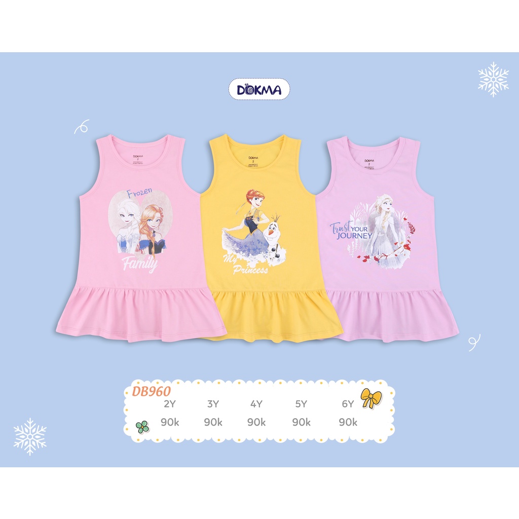 DB960 Váy ba lỗ bé gái, váy elsa cotton Dokma (2-6T)