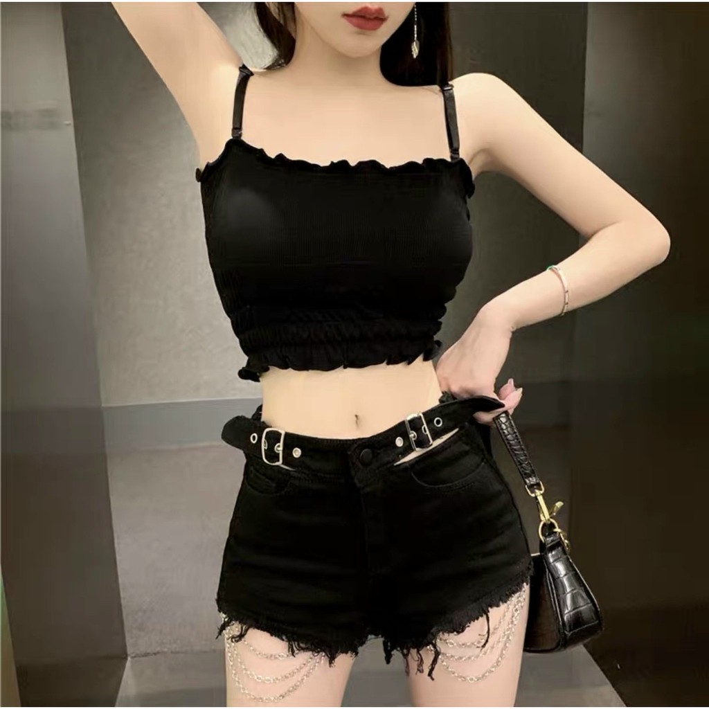 Quần short tua rua phối dây xích siêu hot alohashop91