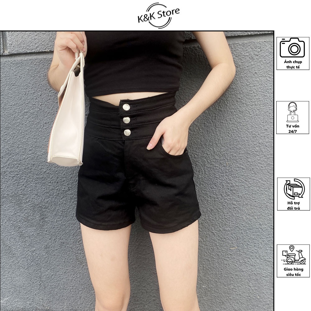 Quần short nữ lưng cao chất kaki phối 3 nút thời trang hàn quốc lên form cực xinh trẻ trung năng động K&K SHORT001