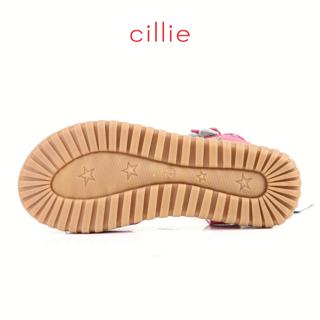 Giày sandal bé gái quai ngang basic phối nơ dễ thương da thật êm mềm đi học đi chơi Cillie 1159