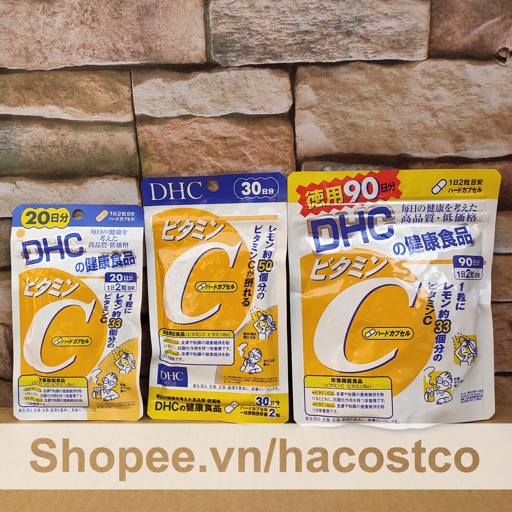 【Xác thực】 Viên uống Vitamin C DHC hard capsule Nhật Bản 20 ngày 30 ngày 90 ngày dùng tăng sức đề kháng