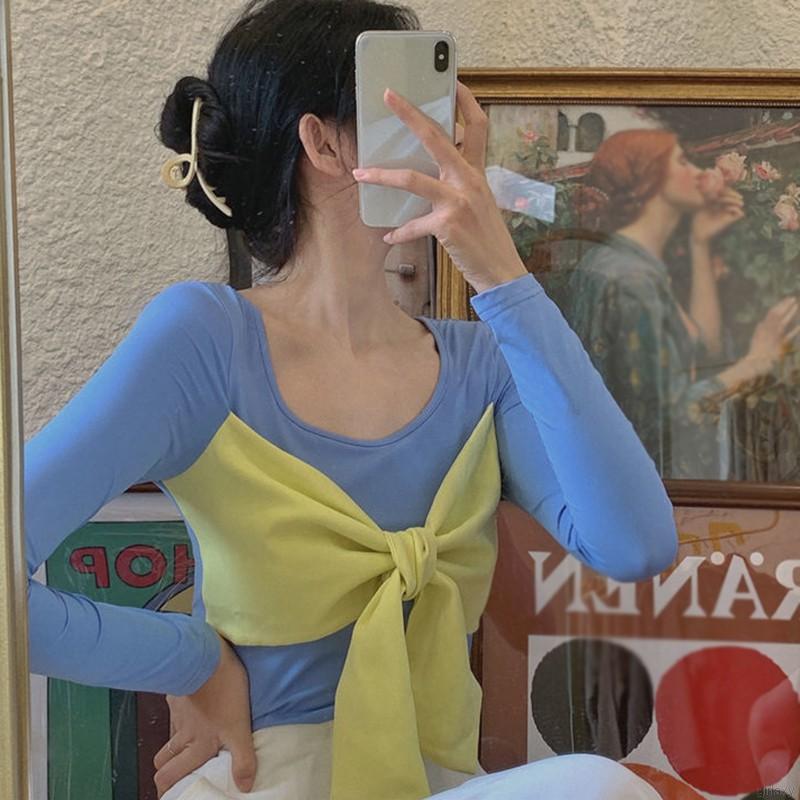 Áo thun tay dài dáng ôm thời trang phong cách Hàn Quốc dành cho nữ