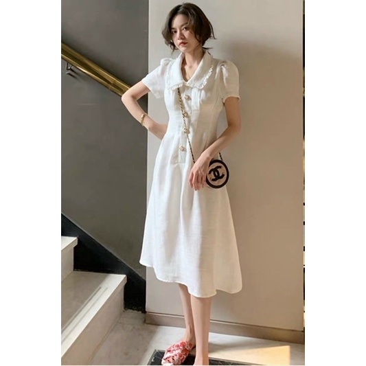 ĐẦM CỔ SEN TRẮNG CHIẾT LI EO