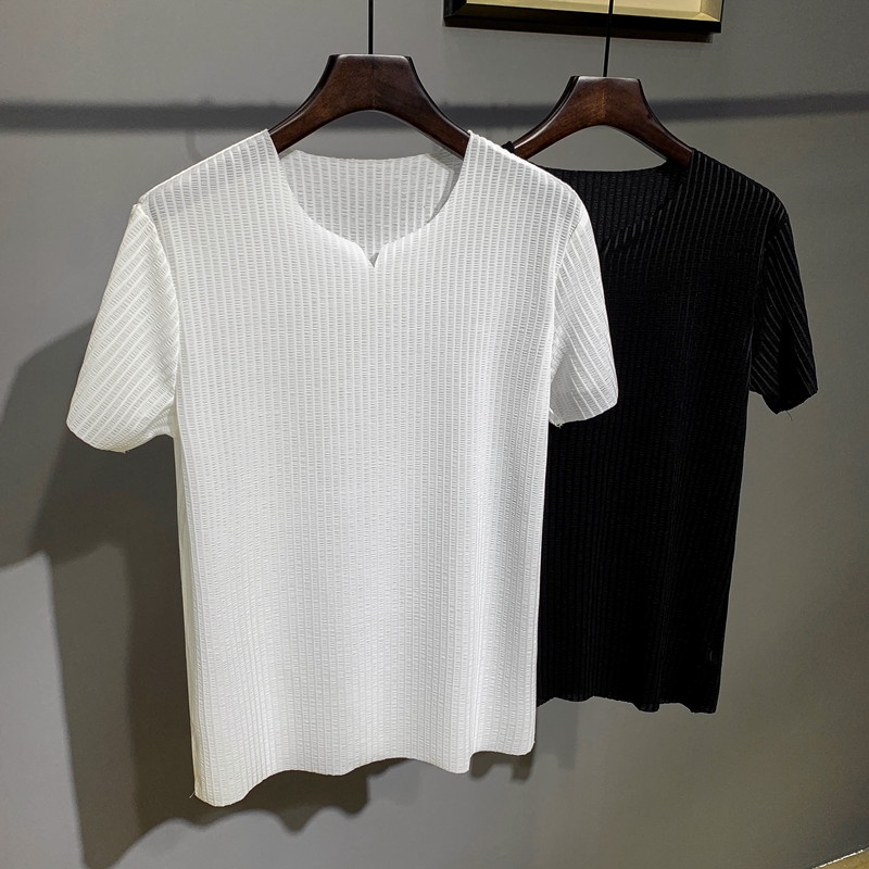 Áo Thun Tay Ngắn Cổ Chữ V Ôm Dáng Phong Cách Hàn Quốc Thời Trang Mùa Hè Hàng Mới Cho Nam