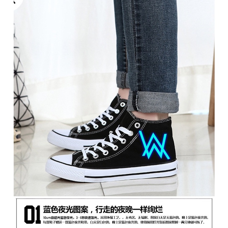 Giày Thể Thao Canvas Cổ Cao In Hình Naruto Dạ Quang Phong Cách Hàn Quốc Cho Nam Và Nữ