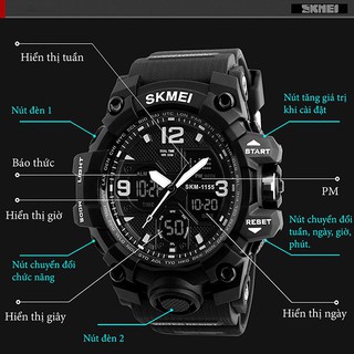 Đồng hồ điện tử nam SKMEI 1155B dây cao su phong cách thể thao mạnh mẽ