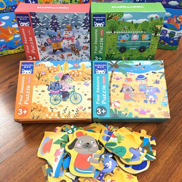 Set 4 hộp xếp hình PUZZLE nhiều cấp độ cho bé - Đồ chơi trí tuệ