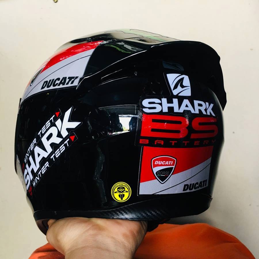 Nón ROC GXT M138B 1 kính màu đen bóng lên tem SHARK siêu phẩm