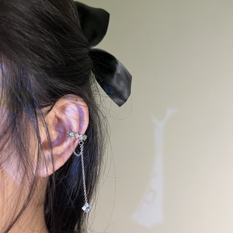 Khuyên Kẹp Vành Tai Dáng Dài Đính Đá Zircon Phong Cách Mới