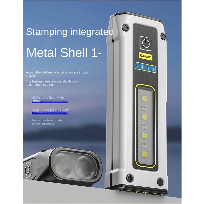 New Mobile Phone Rechargeable Mini Dual Light Source Flashlight Tube TYPE-C Fast Charge Multifunction Working Light with Magnet Emergency Flashlight Camping Lantern