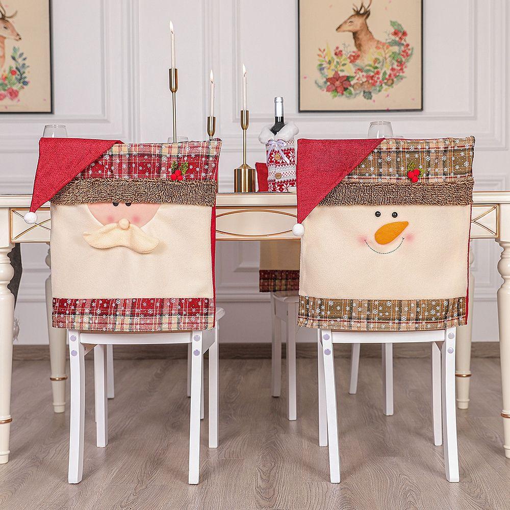 Vỏ Bọc Ghế Trang Trí Giáng Sinh Hình Người Tuyết / Ông Già Noel Đàn Hồi