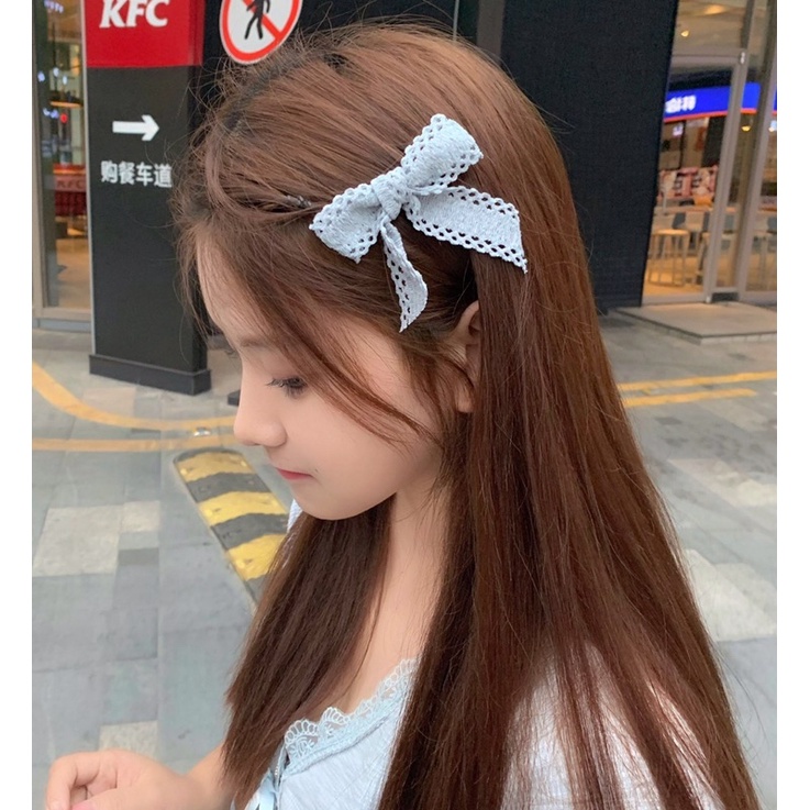 Kẹp Tóc Nơ Ren Min Phong Cách Thời Trang Hàn Quốc Dễ Thương