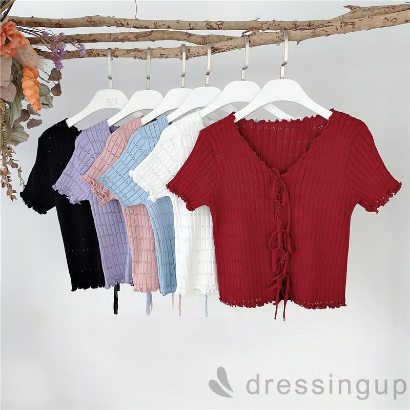 Áo Thun Nữ Tay Ngắn Cổ Chữ V Thời Trang Quyến Rũ